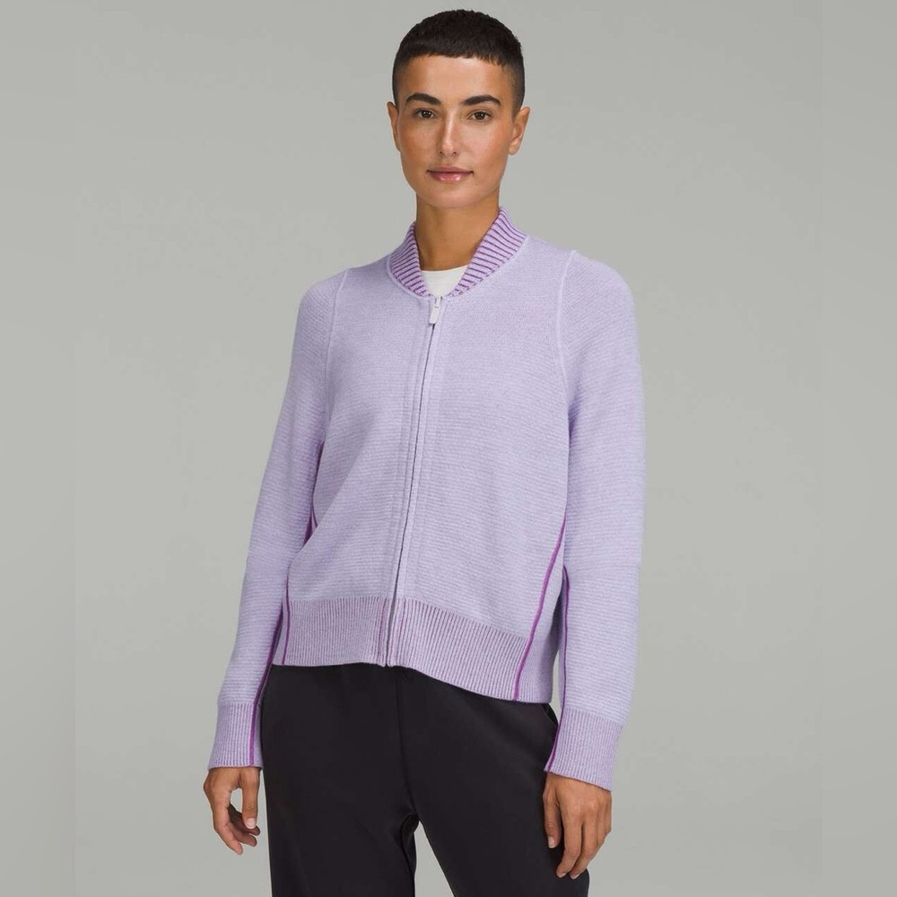 Lululemon Reversible Double‑Knit Zip‑Up Sweater | Faint Lavender